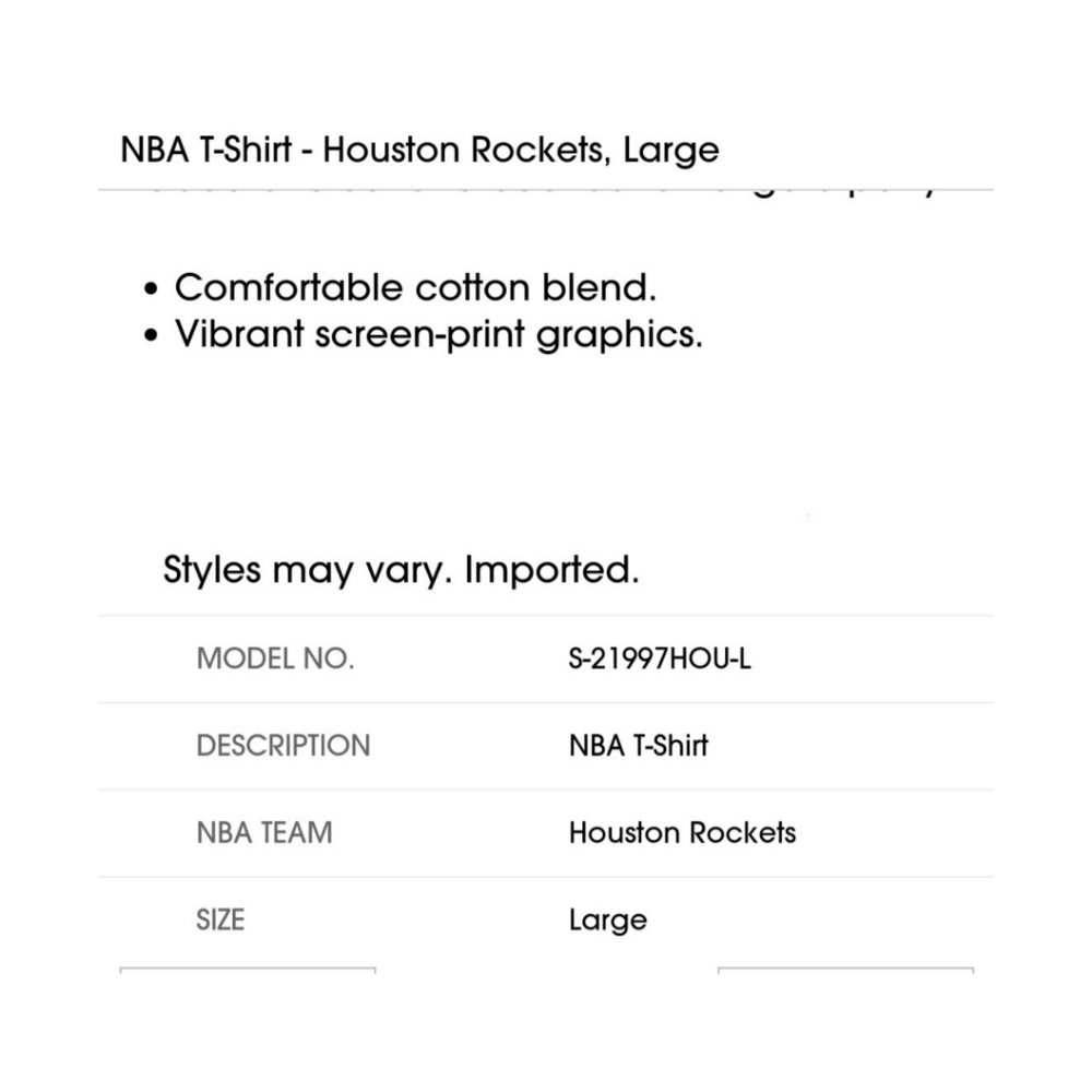 NBA Rockets Tee (unisex) - Picture 2 of 4